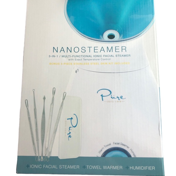 NWT PURE NANOSTEAMER 3-In-1 Ionic Facial Steamer w 5 pc Stainless Skin Kit - Picture 6 of 12